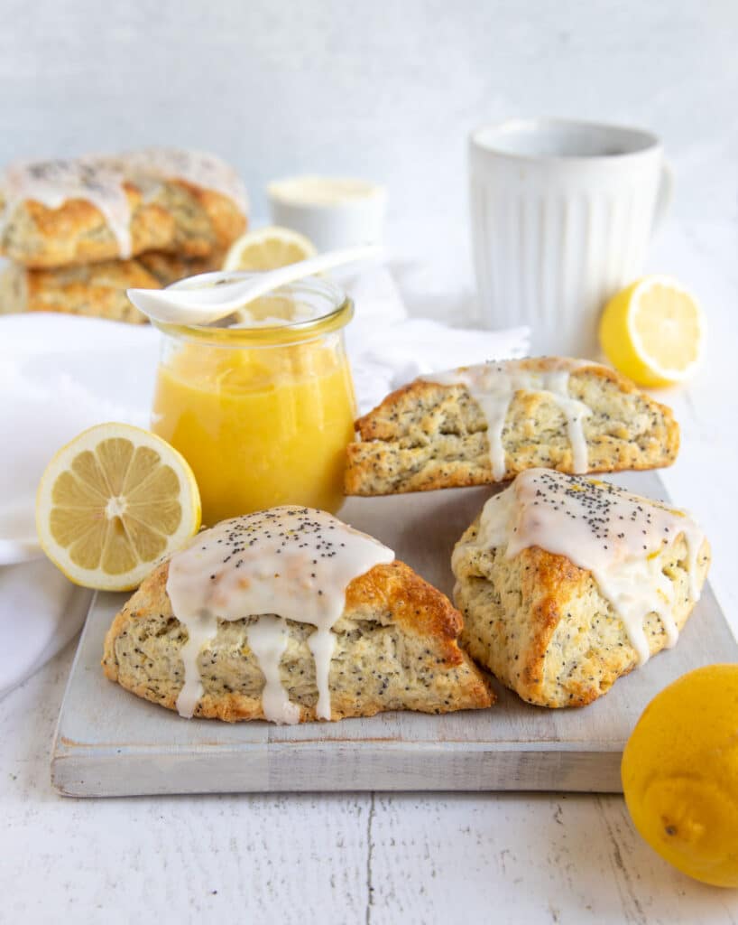 Buttery Lemon Poppy Seed Scones with Lemon Glaze Bakes by Brown Sugar
