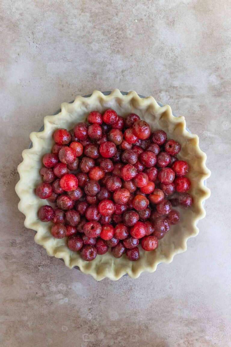Sour Cherry Pie with Almond Crumble Topping - Bakes by Brown Sugar