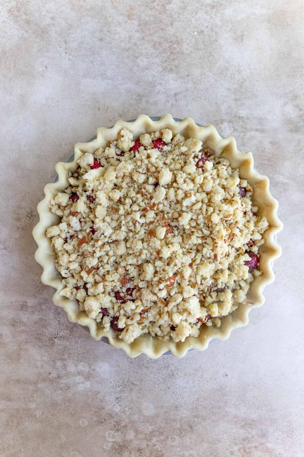 Sour Cherry Pie with Almond Crumble Topping - Bakes by Brown Sugar