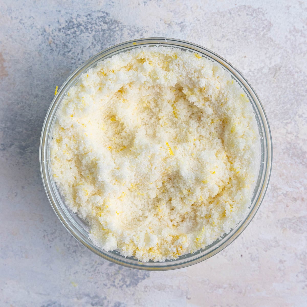 Granulated sugar with lemon zest mixed into the sugar
