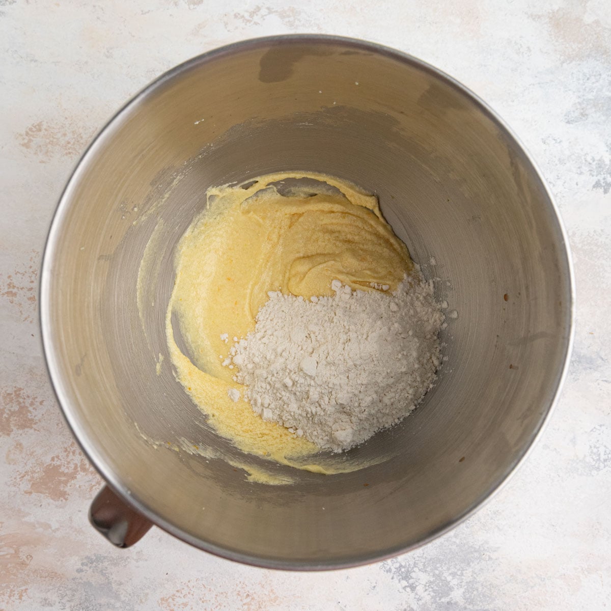 A portion of the flour added to the batter.
