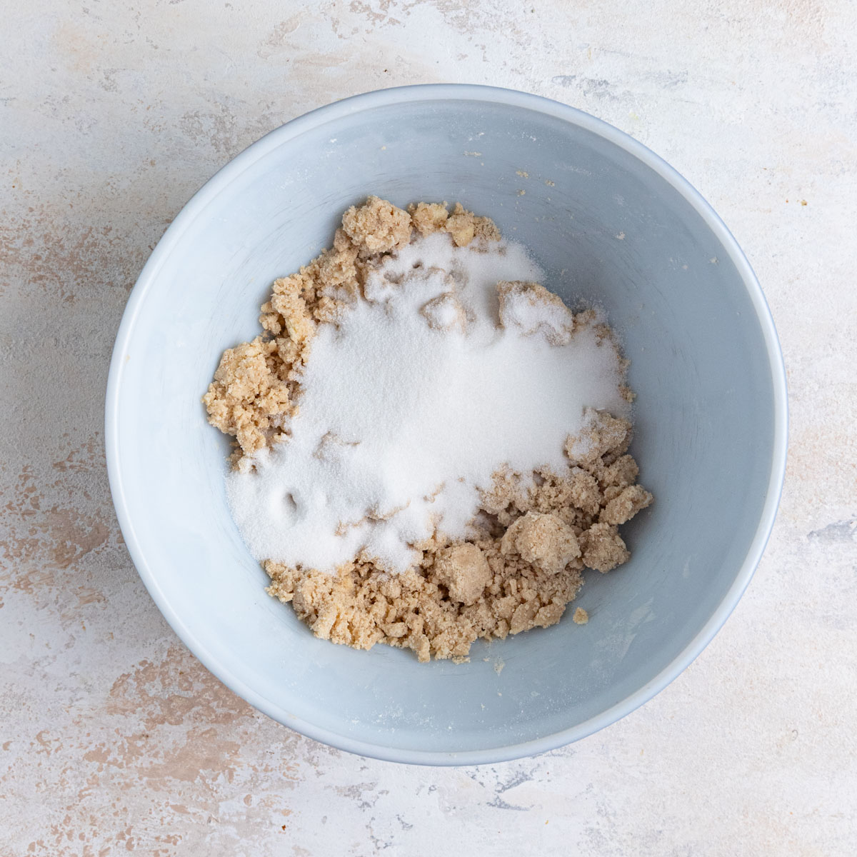 Granulated sugar added to the crumble ingredients